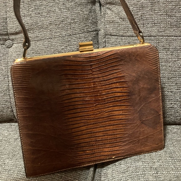 Vintage 1950’s Escort lizard skin purse. Brown with gold clasp. Rare! - Picture 4 of 7